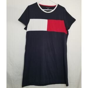 Tommy Hilfiger T-Shirt A-Line Dress Short Sleeves Pullover Round Neck Size XL